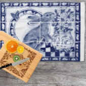 Dedham Blauw Wit Schattige Konijnenkonijn Rustiek Theedoek