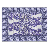 Dedham Blue en White Rabbit Ceramic Tegel Tableclo Tafelkleed (Voorkant (Horizontaal))
