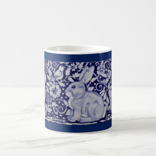 Dedham Blue en White Rabbit Ceramic Tile Coffee Mo Koffiemok (Center)