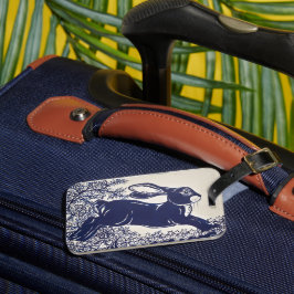 Dedham Blue Rabbit,  blauw en wit design Bagagelabel