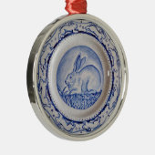 "Dedham Blue" Rabbit Blue & White Bord Ornament (Rechts)