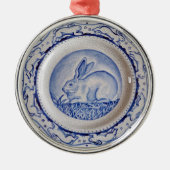 "Dedham Blue" Rabbit Blue & White Bord Ornament (Voorkant)