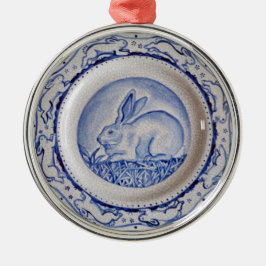 "Dedham Blue" Rabbit Blue & White Bord Ornament