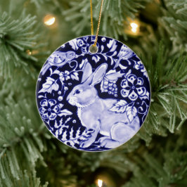 Dedham Blue Rabbit, Classic Blue & White Custom Keramisch Ornament