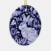 Dedham Blue Rabbit, Classic Blue & White Custom Keramisch Ornament (Rechts)