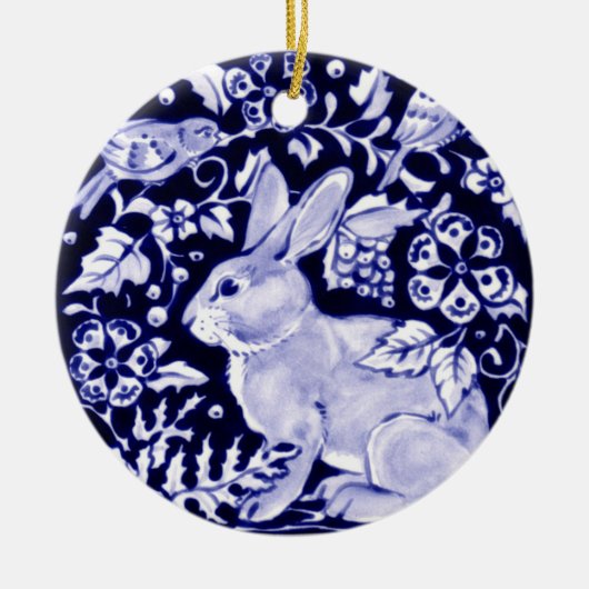 Dedham Blue Rabbit, Classic Blue & White Custom Keramisch Ornament (Voorkant)