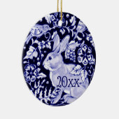 Dedham Blue Rabbit, Classic Blue & White Dated Keramisch Ornament (Rechts)
