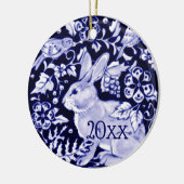 Dedham Blue Rabbit, Classic Blue & White Dated Keramisch Ornament (Links)