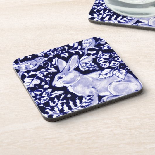 Dedham Blue Rabbit, Classic Blue & White Design Bier Onderzetter (Linkerzijde)