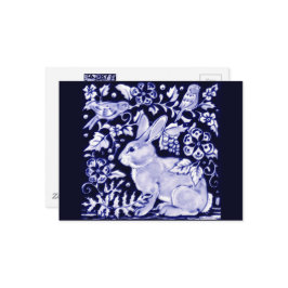 Dedham Blue Rabbit, Classic Blue & White Design Briefkaart