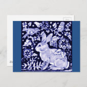 Dedham Blue Rabbit, Classic Blue & White Design Briefkaart (Voorkant / Achterkant)