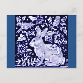 Dedham Blue Rabbit, Classic Blue & White Design Briefkaart