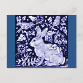 Dedham Blue Rabbit, Classic Blue & White Design Briefkaart (Voorkant)