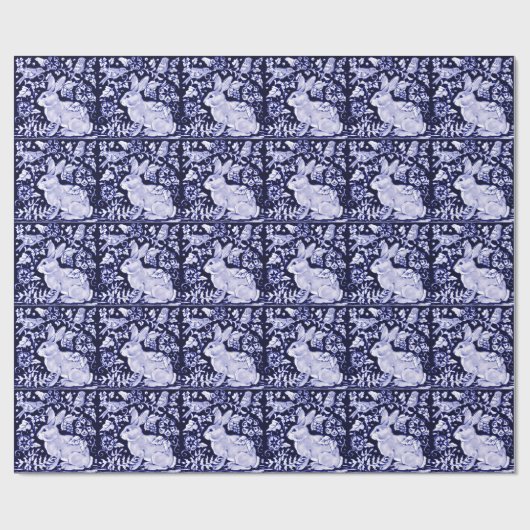 Dedham Blue Rabbit, Classic Blue & White Design Cadeaupapier (Vlak)