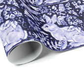 Dedham Blue Rabbit, Classic Blue & White Design Cadeaupapier (Rol Hoek)