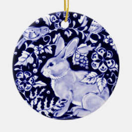 Dedham Blue Rabbit, Classic Blue & White Design Keramisch Ornament