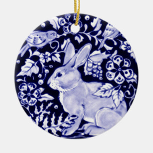 Dedham Blue Rabbit, Classic Blue & White Design Keramisch Ornament