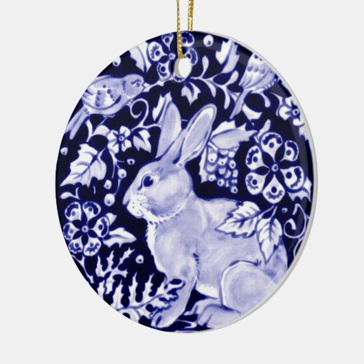 Dedham Blue Rabbit, Classic Blue & White Design Keramisch Ornament (Links)