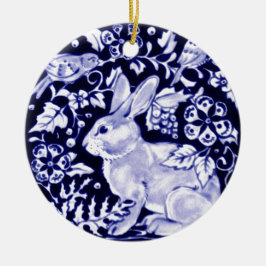 Dedham Blue Rabbit, Classic Blue & White Design Keramisch Ornament