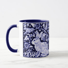 Dedham Blue Rabbit, Classic Blue & White Design Mok