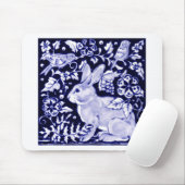 Dedham Blue Rabbit, Classic Blue & White Design Muismat (Met muis)
