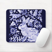 Dedham Blue Rabbit, Classic Blue & White Design Muismat (Met muis)