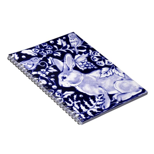 Dedham Blue Rabbit, Classic Blue & White Design Notitieboek (Rechterzijde)