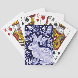 Dedham Blue Rabbit, Classic Blue & White Design Pl Pokerkaarten