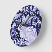 Dedham Blue Rabbit, Classic Blue & White Design Ronde Klok (Hoek)