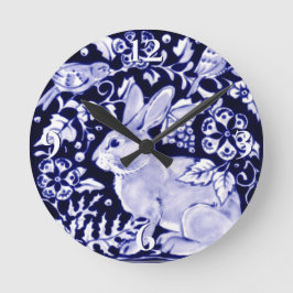 Dedham Blue Rabbit, Classic Blue & White Design Ronde Klok