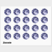 Dedham Blue Rabbit, Classic Blue & White Design Ronde Sticker (Vel)