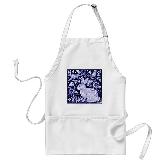 Dedham Blue Rabbit, Classic Blue & White Design Standaard Schort (Voorkant)