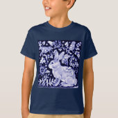 Dedham Blue Rabbit, Classic Blue & White Design T-shirt (Voorkant)