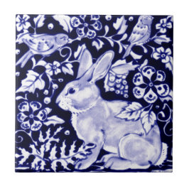 Dedham Blue Rabbit, Classic Blue & White Design Tegeltje