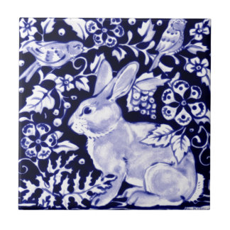Dedham Blue Rabbit, Classic Blue & White Design Tegeltje