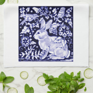 Dedham Blue Rabbit, Classic Blue & White Design Theedoek