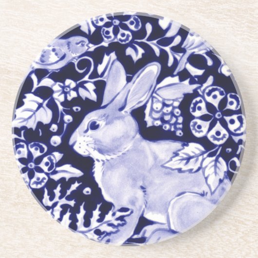 Dedham Blue Rabbit, Classic Blue & White Design Zandsteen Onderzetter (Voorkant)