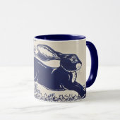 Dedham Blue Rabbit Mok Blue & White (Voorkant rechts)