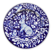 Dedham Blue White Rabbit Ceramic Drawer Pull Knop (Voorkant)