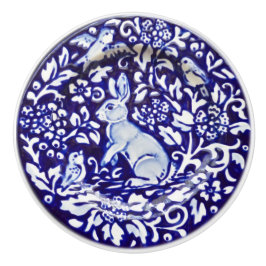 Dedham Blue White Rabbit Ceramic Drawer Pull Knop