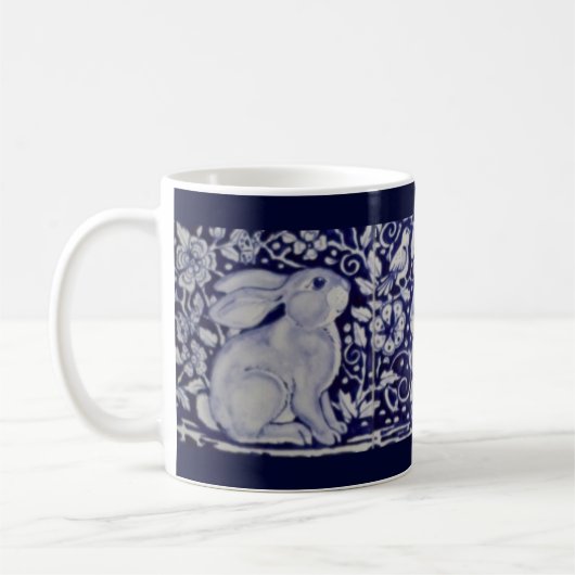 Dedham Blue & White Rabbit Ceramic Tegel Coffee Mo Koffiemok (Links)