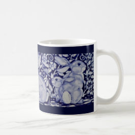 Dedham Blue & White Rabbit Ceramic Tegel Coffee Mo Koffiemok