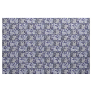 Dedham Blue & White Rabbit Ceramic Tile Fabric Art Stof