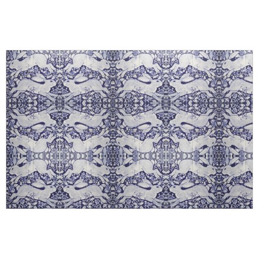 Dedham Blue & White Rabbit Tile Designer Fabric Stof (Fat Quarter)