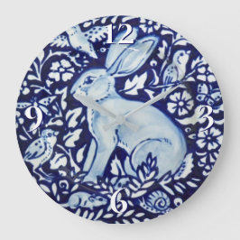 Dedham Cobalt Blue & White Rabbit Bord Clock Bird Grote Klok