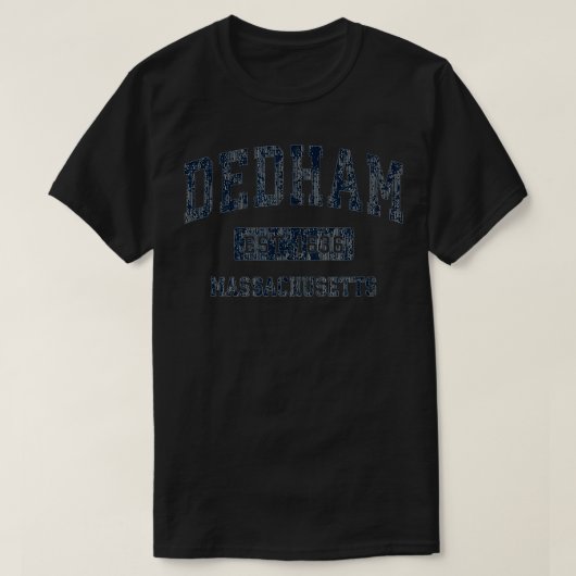 Dedham Massachusetts MA  Sports Design Navy T-shirt (Design voorkant)