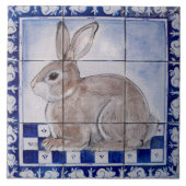 Dedham Rabbit Bunny Blue Art keramische Tegeltje (Voorkant)