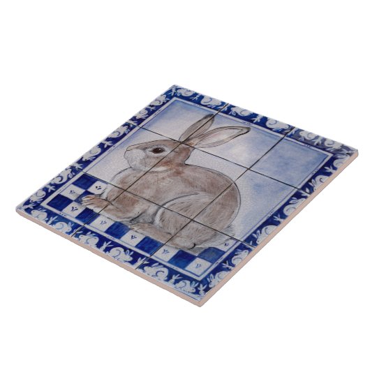 Dedham Rabbit Bunny Blue Art keramische Tegeltje (Zijkant)
