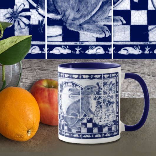 Dedham Rabbit Bunny Donkerblauw Wit Schattige Tege Mok