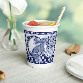 Dedham Rabbit Bunny Donkerblauw Wit Schattige Tege Papieren Bekers